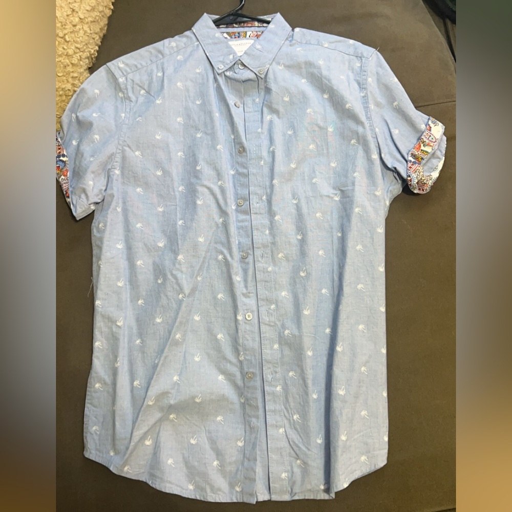 Denim and flower button down